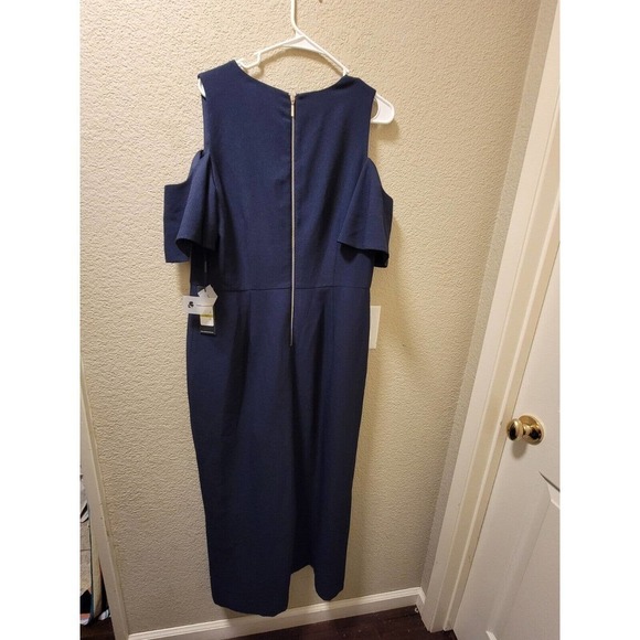 NWT KARL LAGERFELD Cold Shoulder Jumpsuit Navy Blue Size 14 - Picture 8 of 8